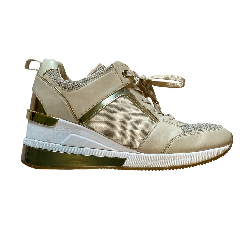 Michael Kors Mabel Trainer Shoes | Glitter Chain Mesh | Wedge Sneaker (Size 7.5)